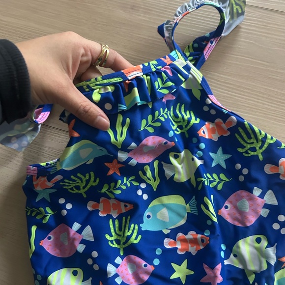 Colorful Fish Print Kids Swimsuit size 12 - Picture 3 of 4